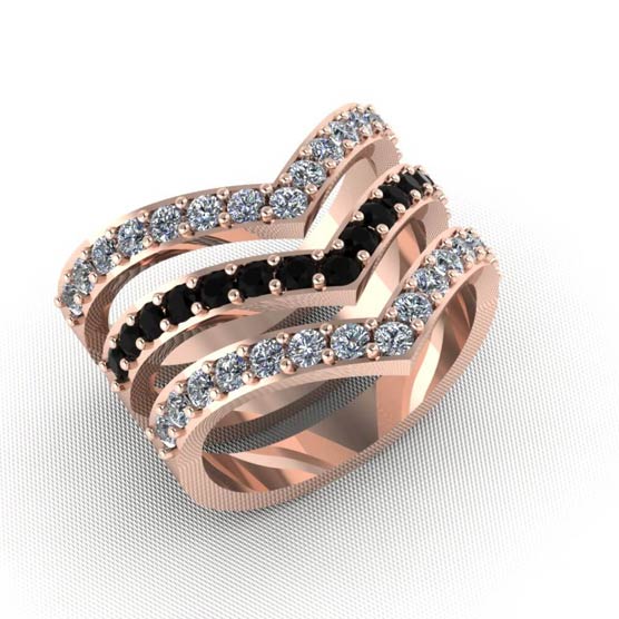 Rose Gold and Diamond Ring Rendering