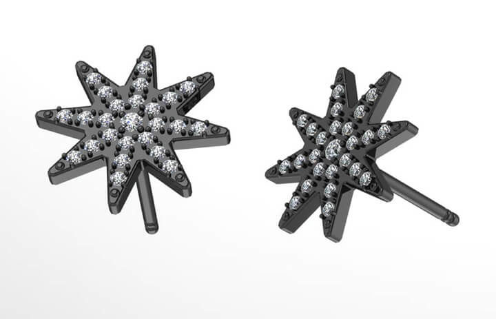 Diamond Black Star Earrings