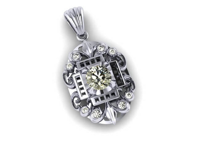 Silver diamond pendant by MKM Jewelry