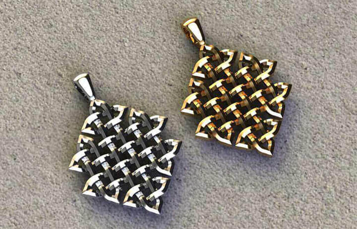 Gold & silver thatched earrings