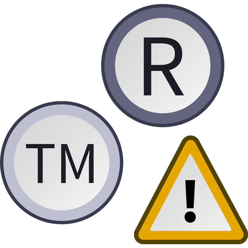 Registered, Trademark, and Caution logos